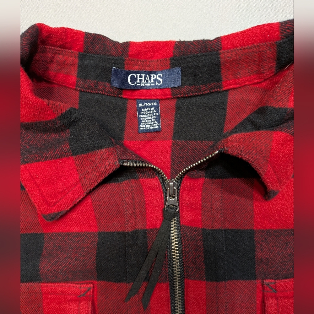 Chaps Red/Black Buffalo Plaid 1/2 Zip Women's Pullover. Size XL.